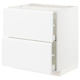 METOD / MAXIMERA Base cab f hob/2 fronts/2 drawers, white/Voxtorp matt white, 80x60x80 cm