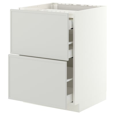 METOD / MAXIMERA Base cab f hob/2 fronts/3 drawers, white/Aspudden light grey, 60x60x80 cm
