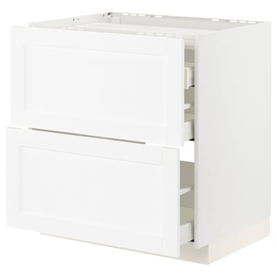 METOD / MAXIMERA Base cab f hob/2 fronts/3 drawers, white Enköping/white wood effect, 80x60x80 cm