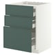 METOD / MAXIMERA Base cab f hob/3 fronts/3 drawers, white/Aspudden dark grey-green, 60x60x80 cm