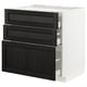 METOD / MAXIMERA Base cab f hob/3 fronts/3 drawers, white/Lerhyttan black stained, 80x60x80 cm