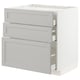 METOD / MAXIMERA Base cab f hob/3 fronts/3 drawers, white/Lerhyttan light grey, 80x60x80 cm