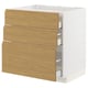 METOD / MAXIMERA Base cab f hob/3 fronts/3 drawers, white/Voxtorp oak effect, 80x60x80 cm