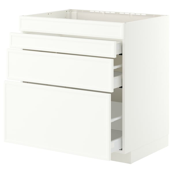 METOD / MAXIMERA Base cab f hob/4 fronts/3 drawers, white/Aspudden matt white, 80x60x80 cm