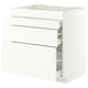 METOD / MAXIMERA Base cab f hob/4 fronts/3 drawers, white/Aspudden matt white, 80x60x80 cm