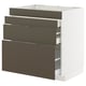 Option: METOD / MAXIMERA Base cab f hob/4 fronts/3 drawers, white/Havstorp brown-beige, 80x60x80 cm