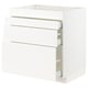 Option: METOD / MAXIMERA Base cab f hob/4 fronts/3 drawers, white/Veddinge white, 80x60x80 cm