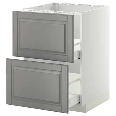 METOD / MAXIMERA Base cab f sink+2 fronts/2 drawers, white/Bodbyn grey, 60x60x80 cm