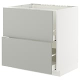 METOD / MAXIMERA Base cab f sink+2 fronts/2 drawers, white/Havstorp light grey, 80x60x80 cm