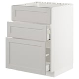 METOD / MAXIMERA Base cab f sink+3 fronts/2 drawers, white/Lerhyttan light grey, 60x60x80 cm