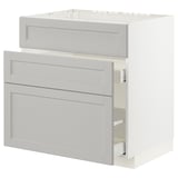 METOD / MAXIMERA Base cab f sink+3 fronts/2 drawers, white/Lerhyttan light grey, 80x60x80 cm
