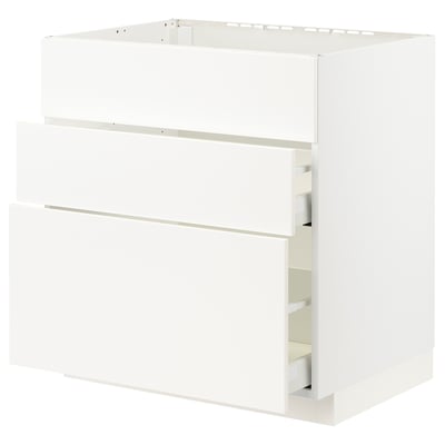 METOD / MAXIMERA Base cab f sink+3 fronts/2 drawers, white/Veddinge white, 80x60x80 cm