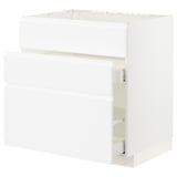 METOD / MAXIMERA Base cab f sink+3 fronts/2 drawers, white/Voxtorp matt white, 80x60x80 cm