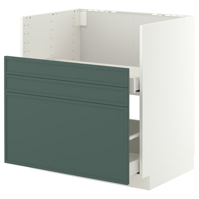 METOD / MAXIMERA Base cab f TALLSJÖN sink, white/Aspudden dark grey-green, 80x60 cm