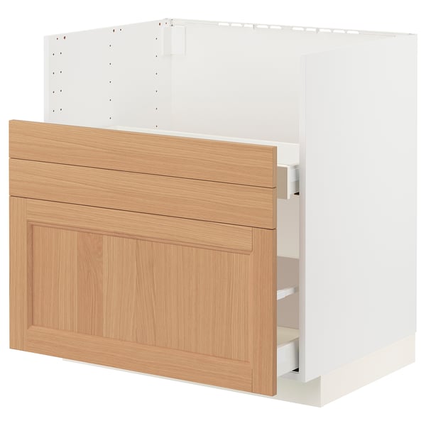 METOD / MAXIMERA Base cab f TALLSJÖN sink, white/Vedhamn oak, 80x60 cm