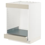 METOD / MAXIMERA Base cab for hob+oven w drawer, white/Havstorp beige, 60x60x80 cm