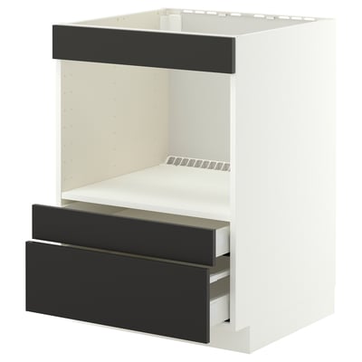 METOD / MAXIMERA Base cabinet f built-in appliances, white/Nickebo matt anthracite, 60x60x80 cm
