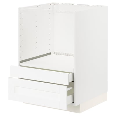 METOD / MAXIMERA Base cabinet f combi micro/drawers, white Enköping/white wood effect, 60x60x80 cm