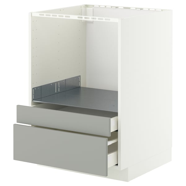 METOD / MAXIMERA Base cabinet f combi micro/drawers, white/Havstorp light grey, 60x60x80 cm