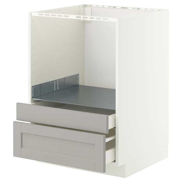 METOD / MAXIMERA Base cabinet f combi micro/drawers, white/Lerhyttan light grey, 60x60x80 cm