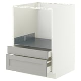 METOD / MAXIMERA Base cabinet f combi micro/drawers, white/Lerhyttan light grey, 60x60x80 cm