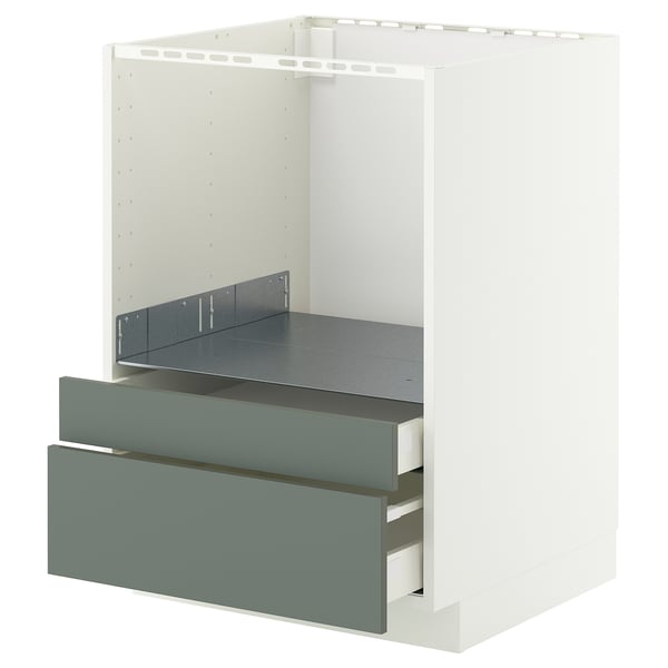 METOD / MAXIMERA Base cabinet f combi micro/drawers, white/Nickebo matt grey-green, 60x60x80 cm