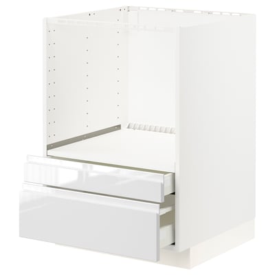 METOD / MAXIMERA Base cabinet f combi micro/drawers, white/Voxtorp high-gloss/white, 60x60x80 cm