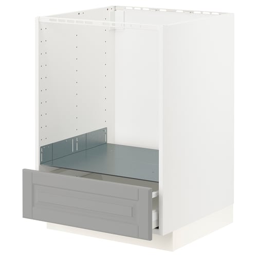 METOD / MAXIMERA base for oven with drawer, white/Bodbyn grey