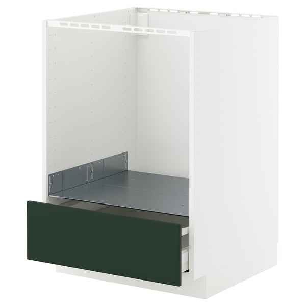 METOD / MAXIMERA Base cabinet for oven with drawer, white/Havstorp deep green, 60x60x80 cm