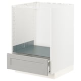 METOD / MAXIMERA Base cabinet for oven with drawer, white/Lerhyttan light grey, 60x60x80 cm