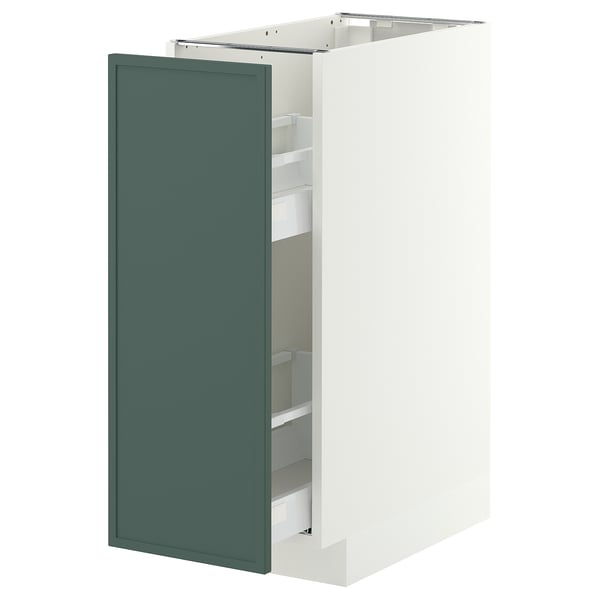 METOD / MAXIMERA Base cabinet/pull-out int fittings, white/Aspudden dark grey-green, 30x60x80 cm