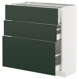 METOD / MAXIMERA Base cabinet with 3 drawers, white/Havstorp deep green, 80x37x80 cm