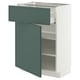 METOD / MAXIMERA Base cabinet with drawer/door, white/Aspudden dark grey-green, 60x37x80 cm