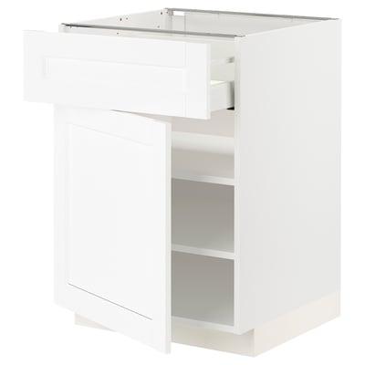 METOD / MAXIMERA Base cabinet with drawer/door, white Enköping/white wood effect, 60x60x80 cm