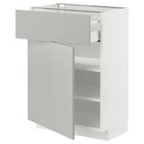 METOD / MAXIMERA Base cabinet with drawer/door, white/Havstorp light grey, 60x37x80 cm