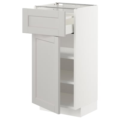METOD / MAXIMERA Base cabinet with drawer/door, white/Lerhyttan light grey, 40x37x80 cm