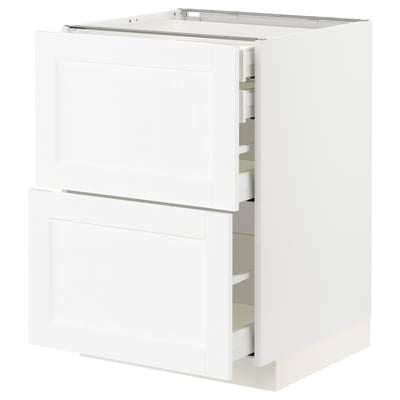 METOD / MAXIMERA Base cb 2 frnts/2 low/1 md/1 hi drw, white Enköping/white wood effect, 60x60x80 cm