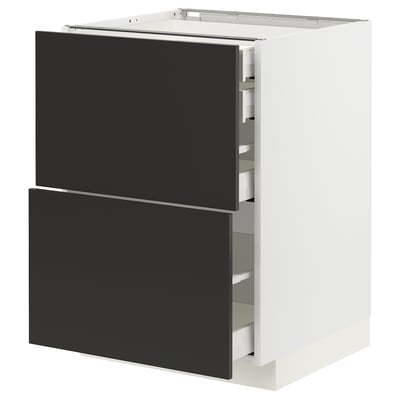 METOD / MAXIMERA Base cb 2 frnts/2 low/1 md/1 hi drw, white/Nickebo matt anthracite, 60x60x80 cm