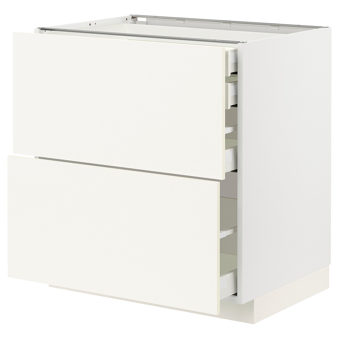 METOD / MAXIMERA Base cb 2 frnts/2 low/1 md/1 hi drw - white/Vallstena white 80x60x80 cm