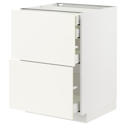 Ikea METOD white kitchen cabinet with pull-out drawers.