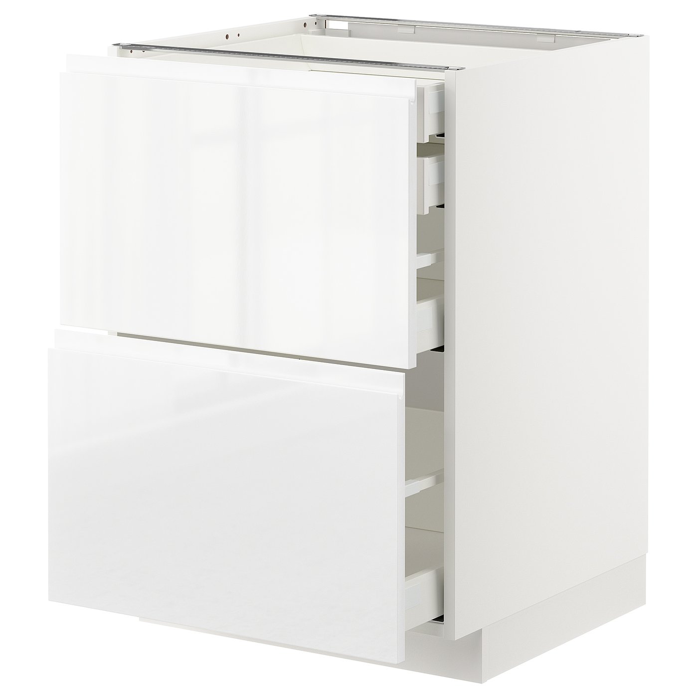 METOD / MAXIMERA Base cb 2 frnts/2 low/1 md/1 hi drw - white/Voxtorp high-gloss/white 60x60x80 cm