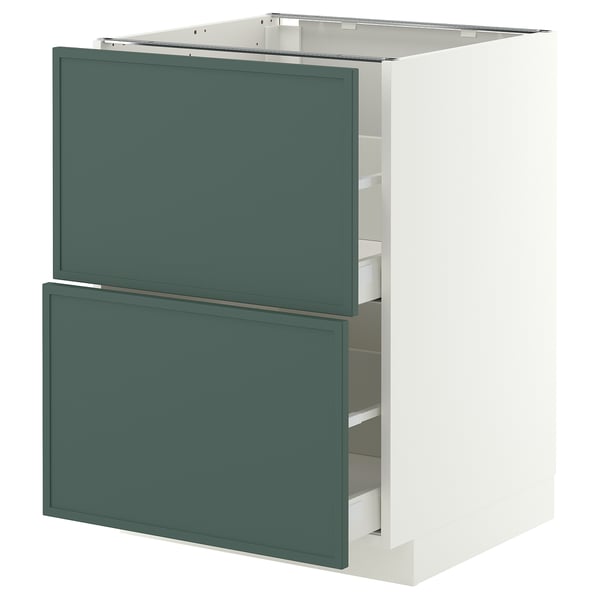 METOD / MAXIMERA Base cb 2 fronts/2 high drawers, white/Aspudden dark grey-green, 60x60x80 cm