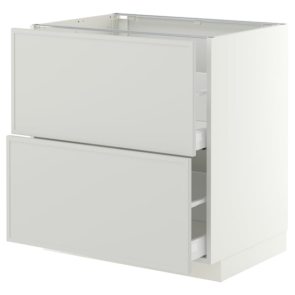 METOD / MAXIMERA Base cb 2 fronts/2 high drawers, white/Aspudden light grey, 80x60x80 cm