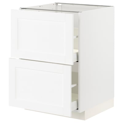 METOD / MAXIMERA Base cb 2 fronts/2 high drawers, white Enköping/white wood effect, 60x60x80 cm