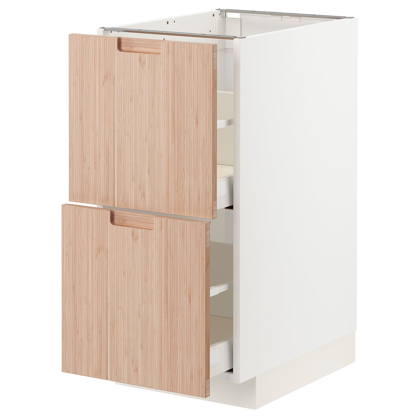 METOD / MAXIMERA Base cb 2 fronts/2 high drawers - white/Fröjered light bamboo 40x60x80 cm