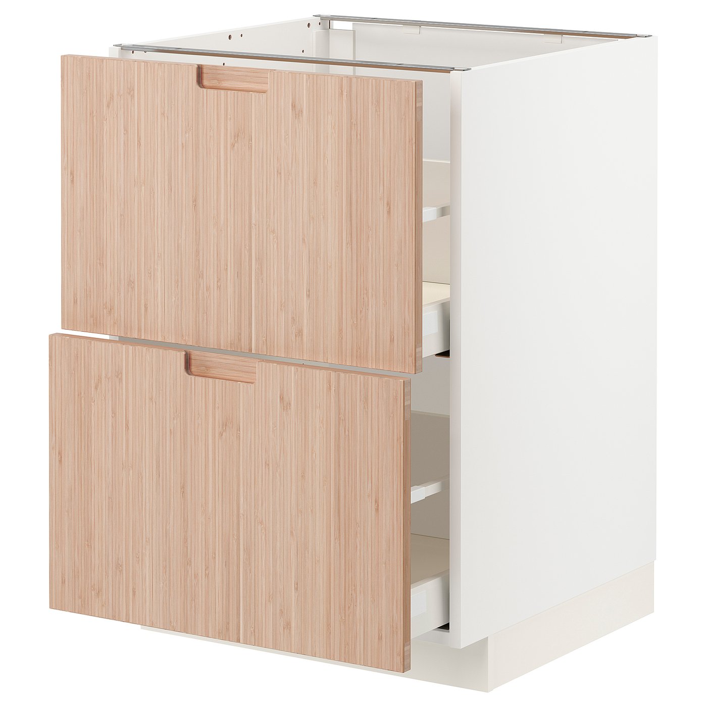 METOD / MAXIMERA Base cb 2 fronts/2 high drawers - white/Fröjered light bamboo 60x60x80 cm