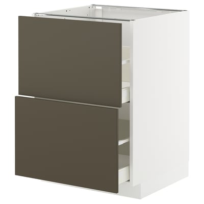 METOD / MAXIMERA Base cb 2 fronts/2 high drawers, white/Havstorp brown-beige, 60x60x80 cm