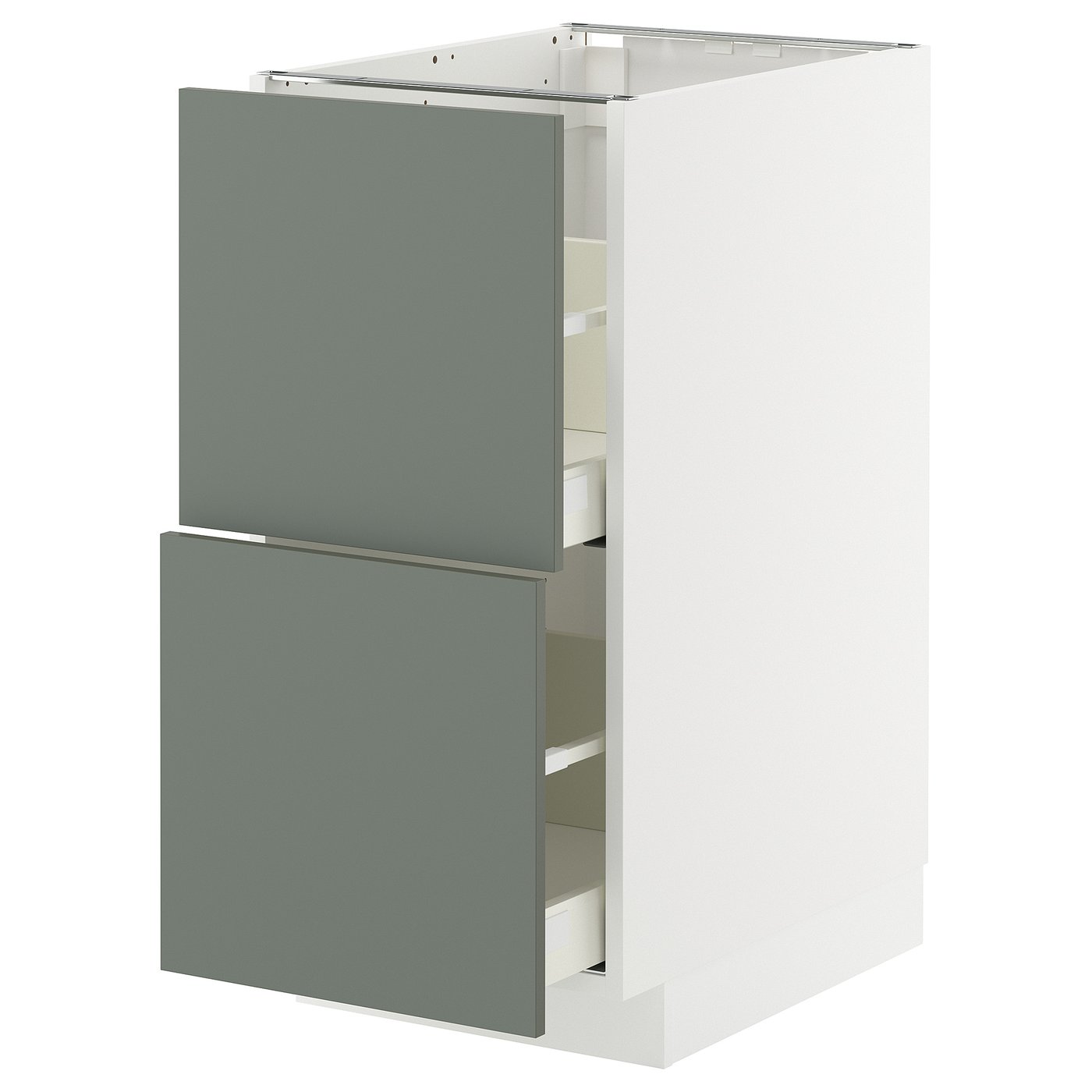METOD / MAXIMERA Base cb 2 fronts/2 high drawers - white/Nickebo matt grey-green 40x60x80 cm