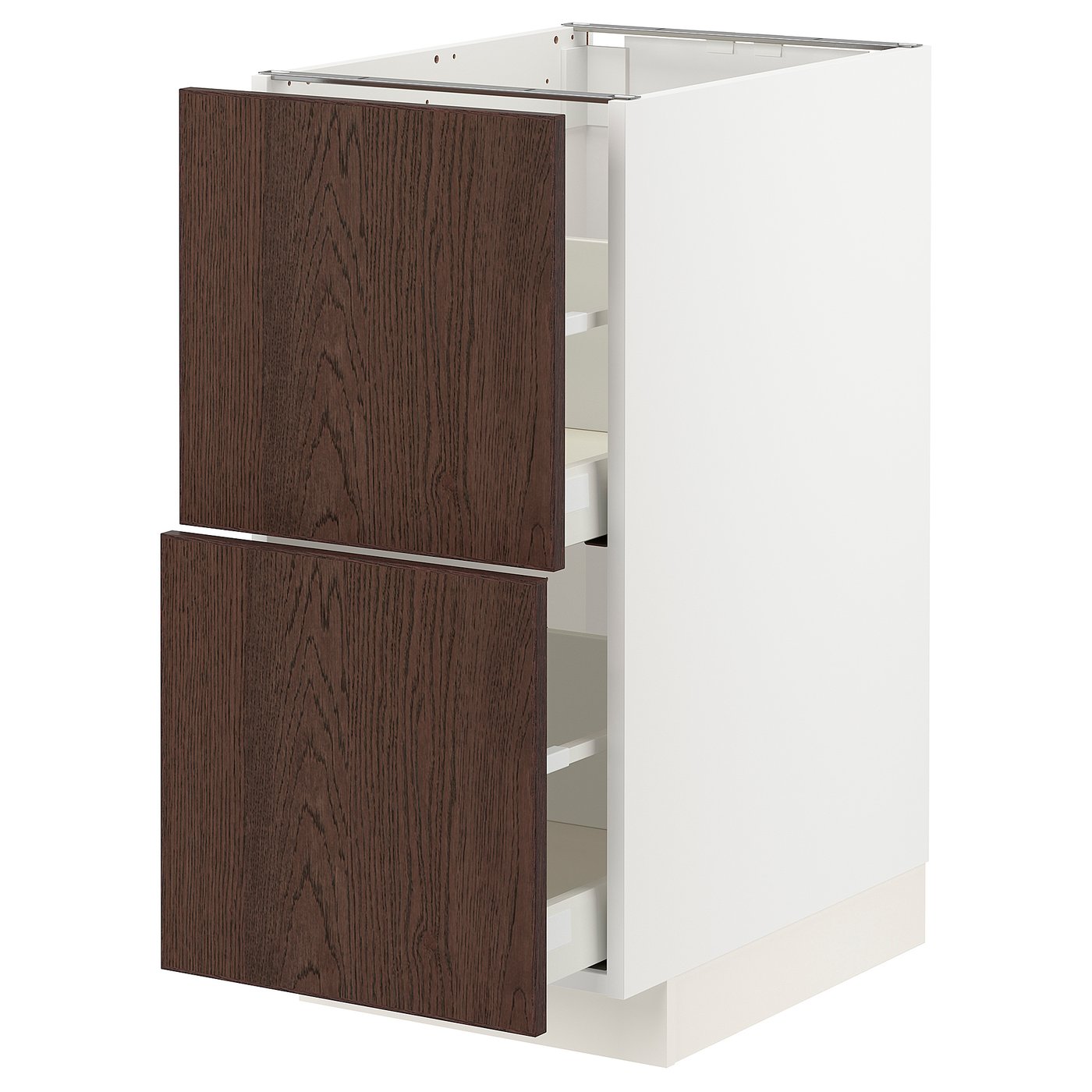 METOD / MAXIMERA Base cb 2 fronts/2 high drawers - white/Sinarp brown 40x60x80 cm