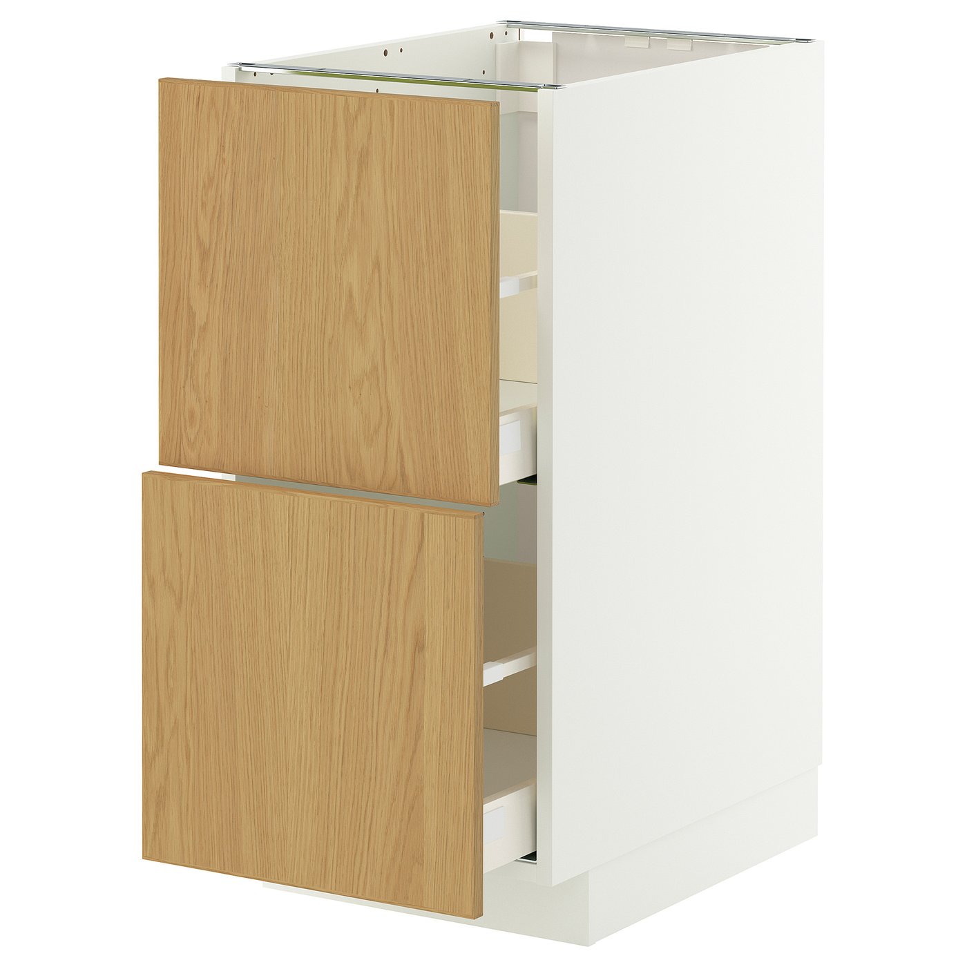 METOD / MAXIMERA Base cb 2 fronts/2 high drawers - white/Sinarp oak veneer 40x60x80 cm